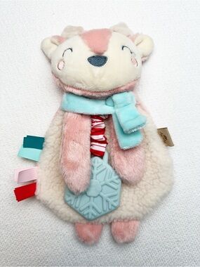 Itzy Ritzy deer Teething Toy with Blue Scarf - Soft Sensory Comfort